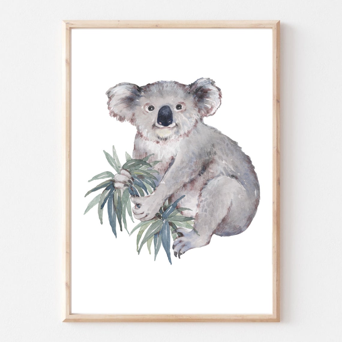 Cute Koala Eucalyptus Watercolor Baby Animal Nursery Wall Art - Image 2