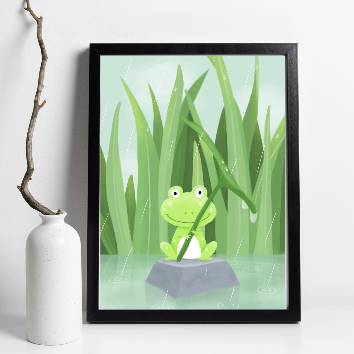 Sweet Frog In The Rain Comic Illustration - Image 3