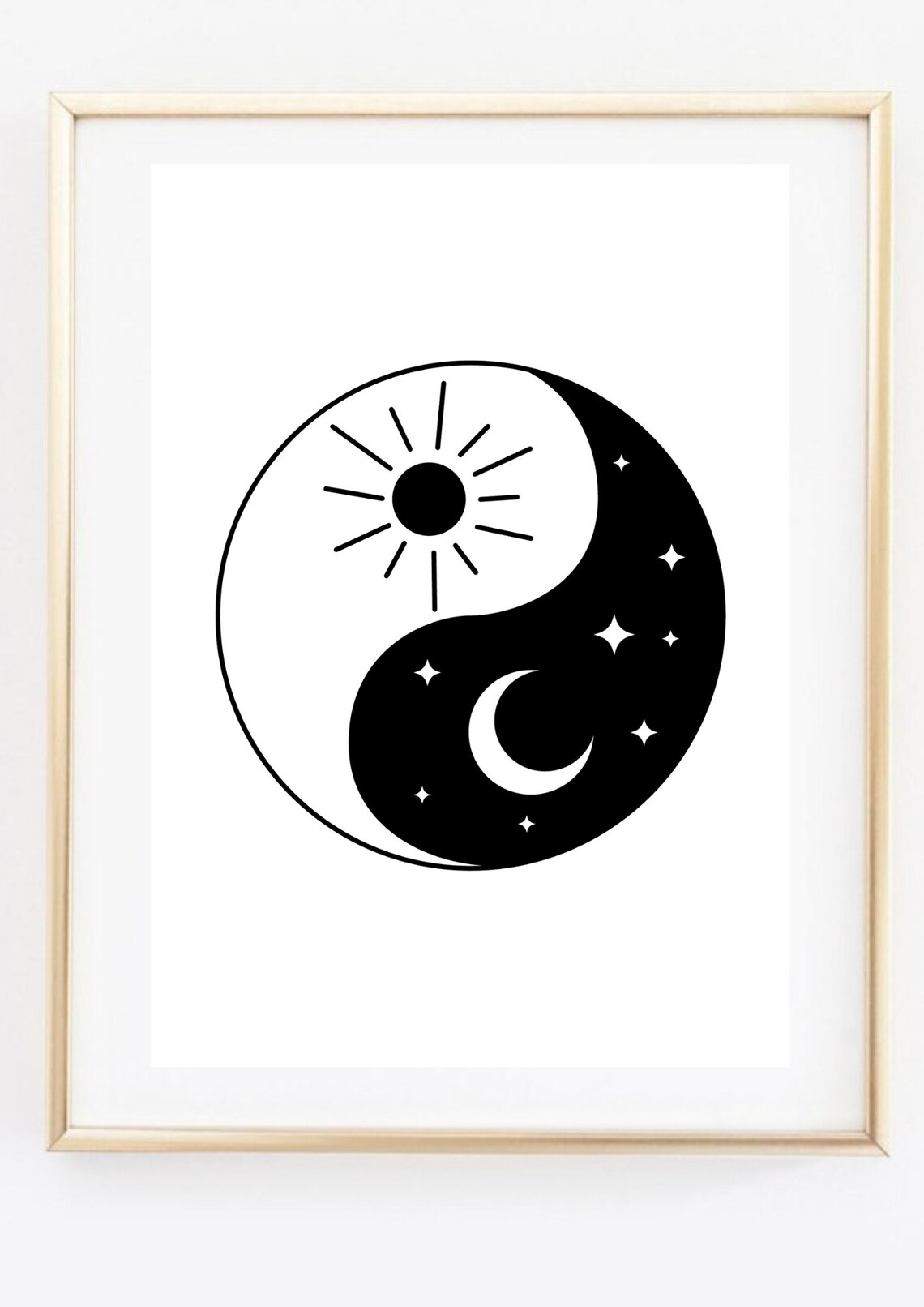 Yin Yang Sun Moon Day Night Balance Black White Zen Symbol Poster - Image 3