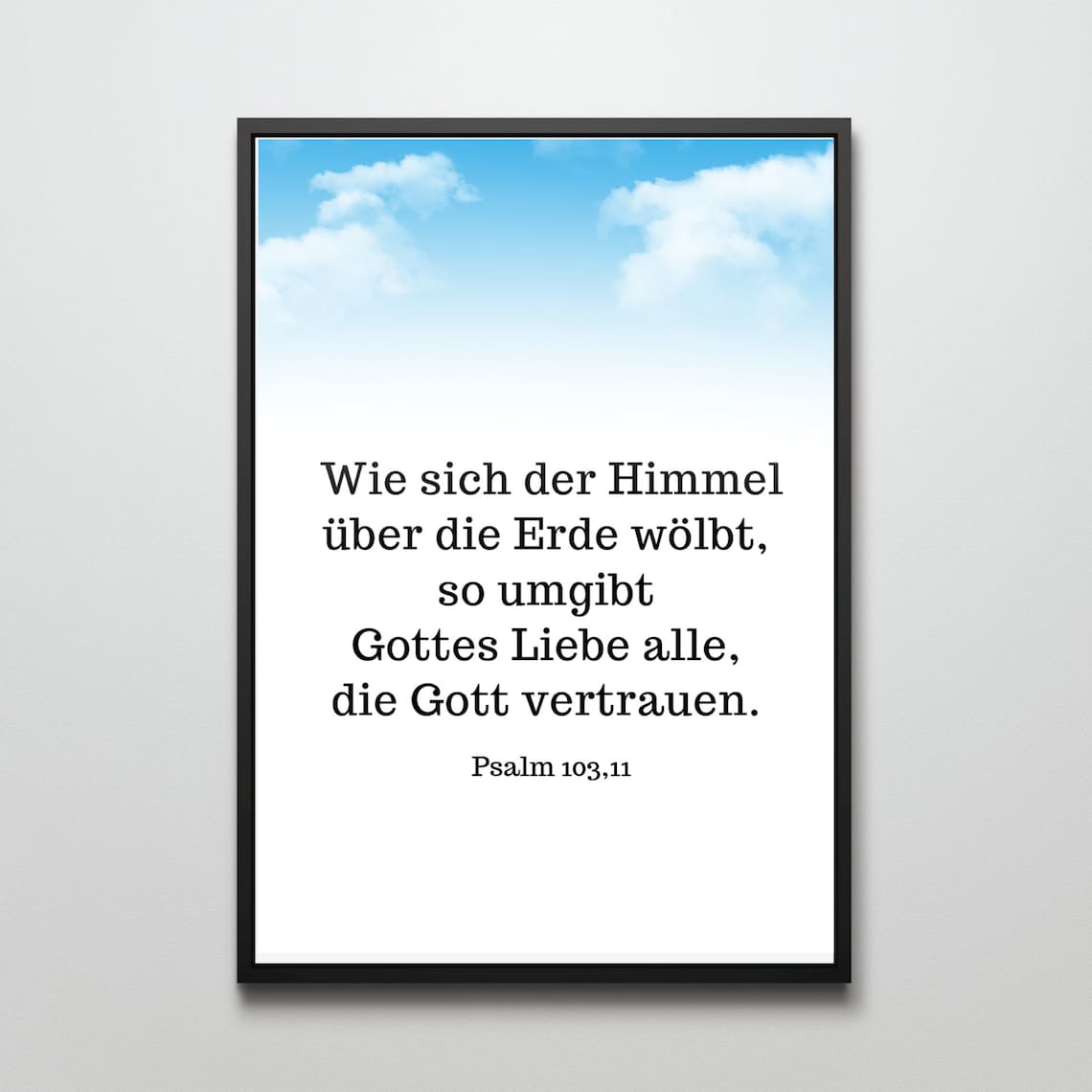 German Psalm 103 Heavenly Sky Clouds Bible Verse Faith Poster - Image 2
