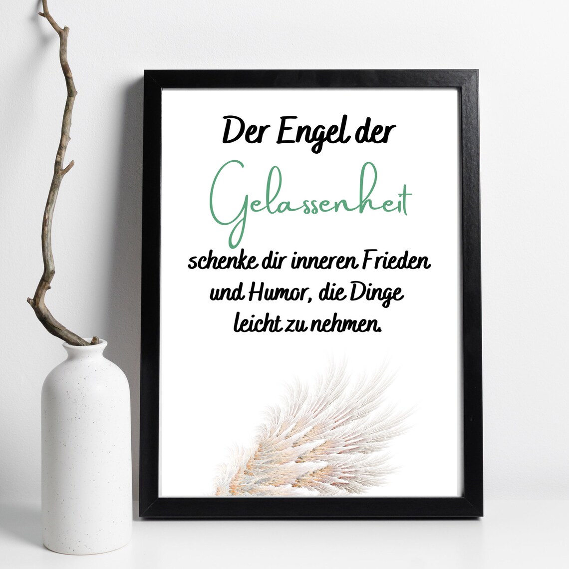 Angel Of Serenity German Quote Angel Wing Spiritual Wall Art Poster - Image 3