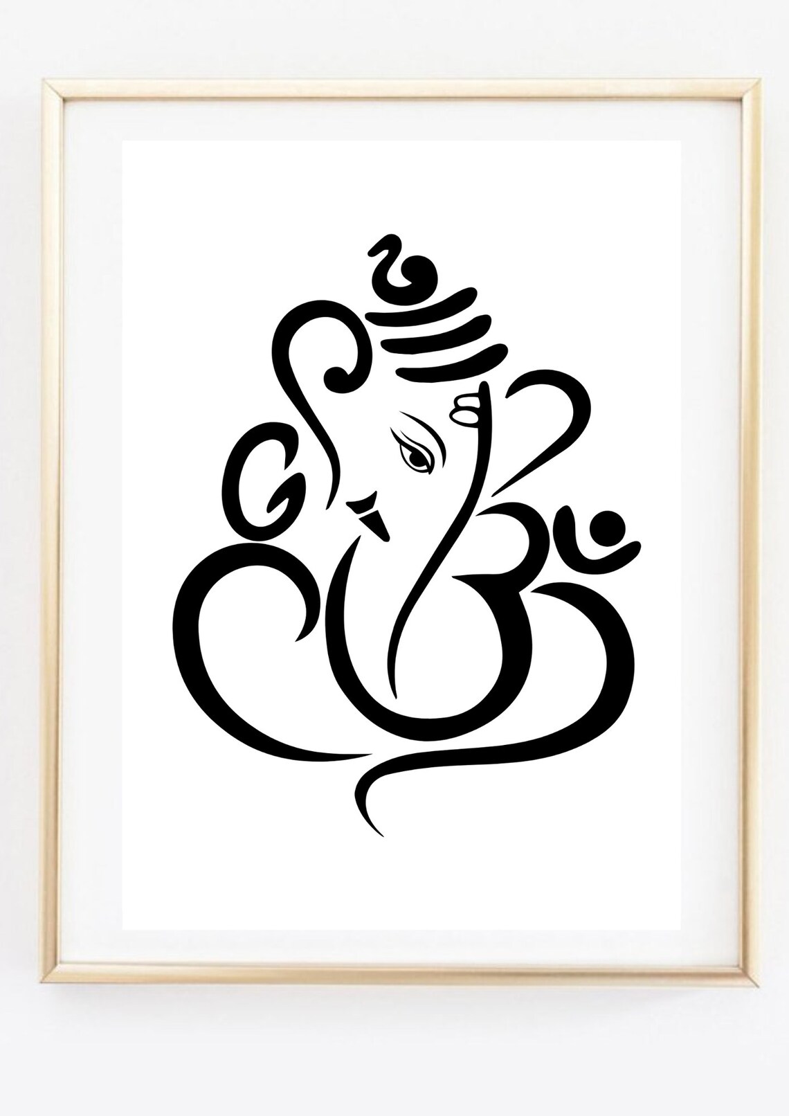 Ganesha Om Calligraphy Line Art Hindu Elephant God Spiritual Poster - Image 2
