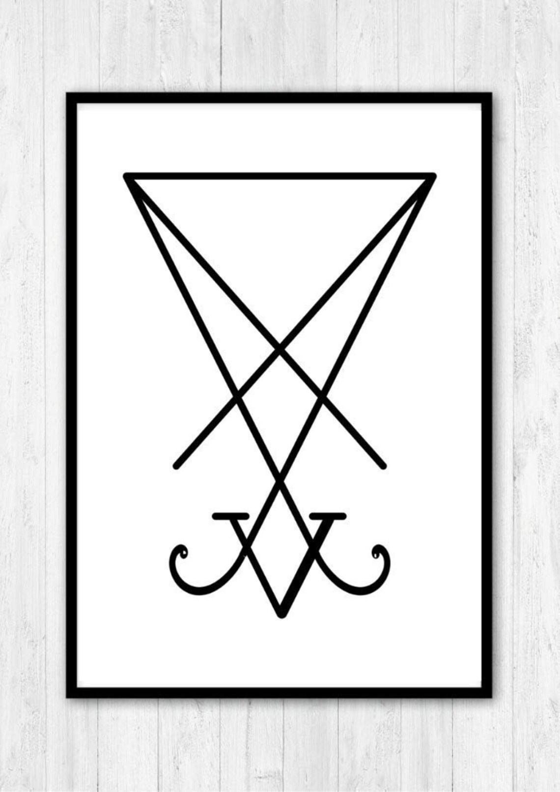 Sigil Of Lucifer Occult Seal Black Geometric Gothic Symbol Wall Art Print - Image 3