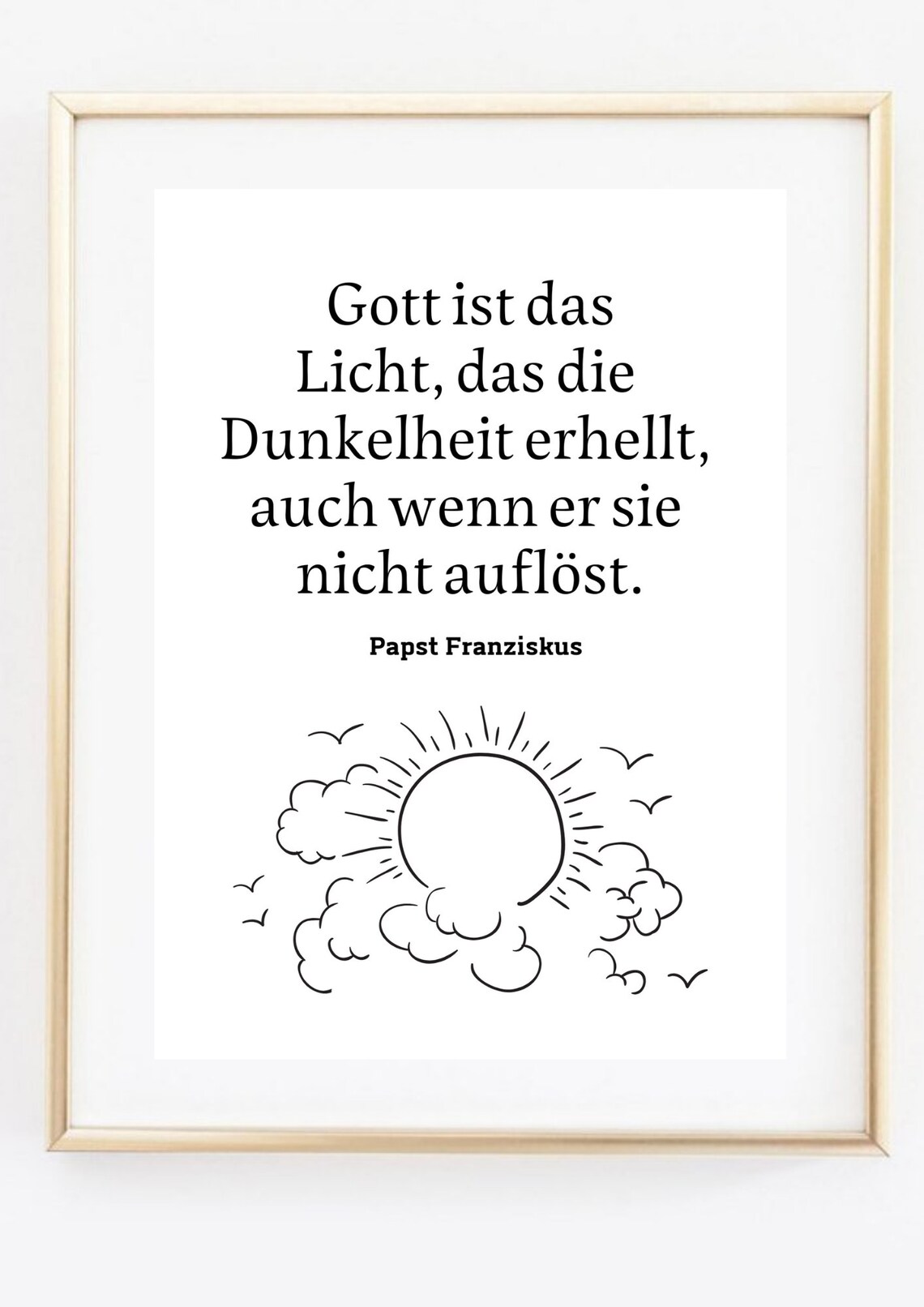 Pope Francis Quote God Is Light Sun Line Art Christian Poster - Image 3