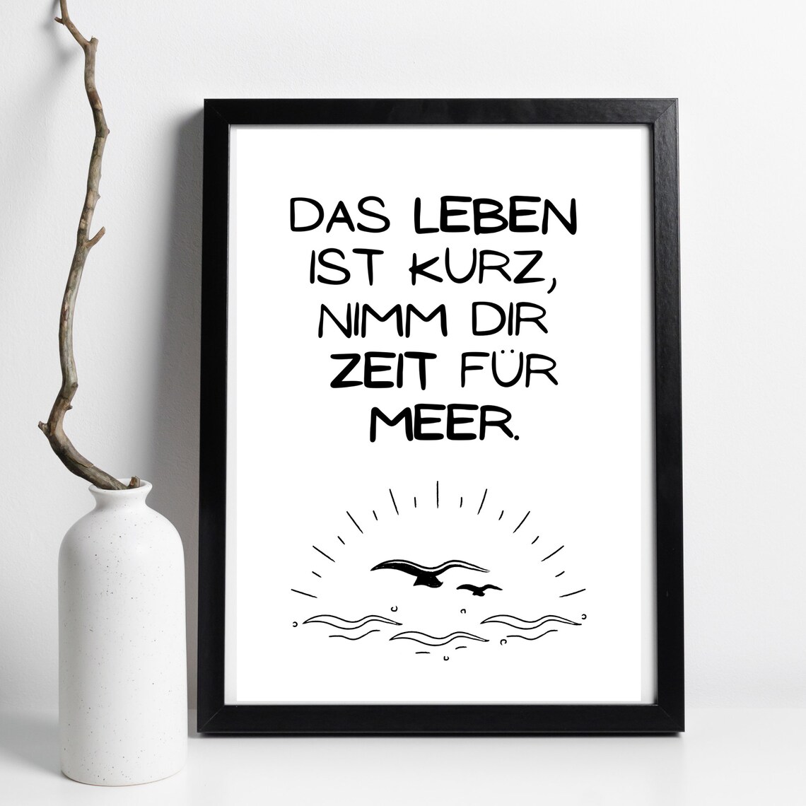 Take Time For The Sea German Saying Poster Seagull Waves Maritime Decor - Image 3