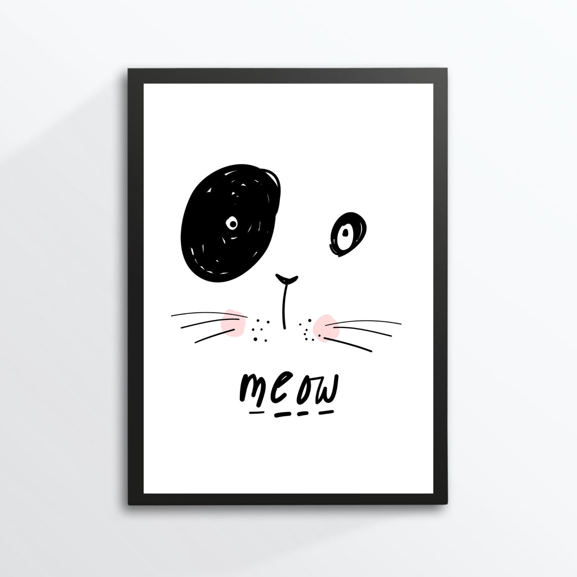 Din A4 Art Print Without Frame Meow Meow Cute Comic Cat Cat Love Cats Typography Print Poster - Image 2