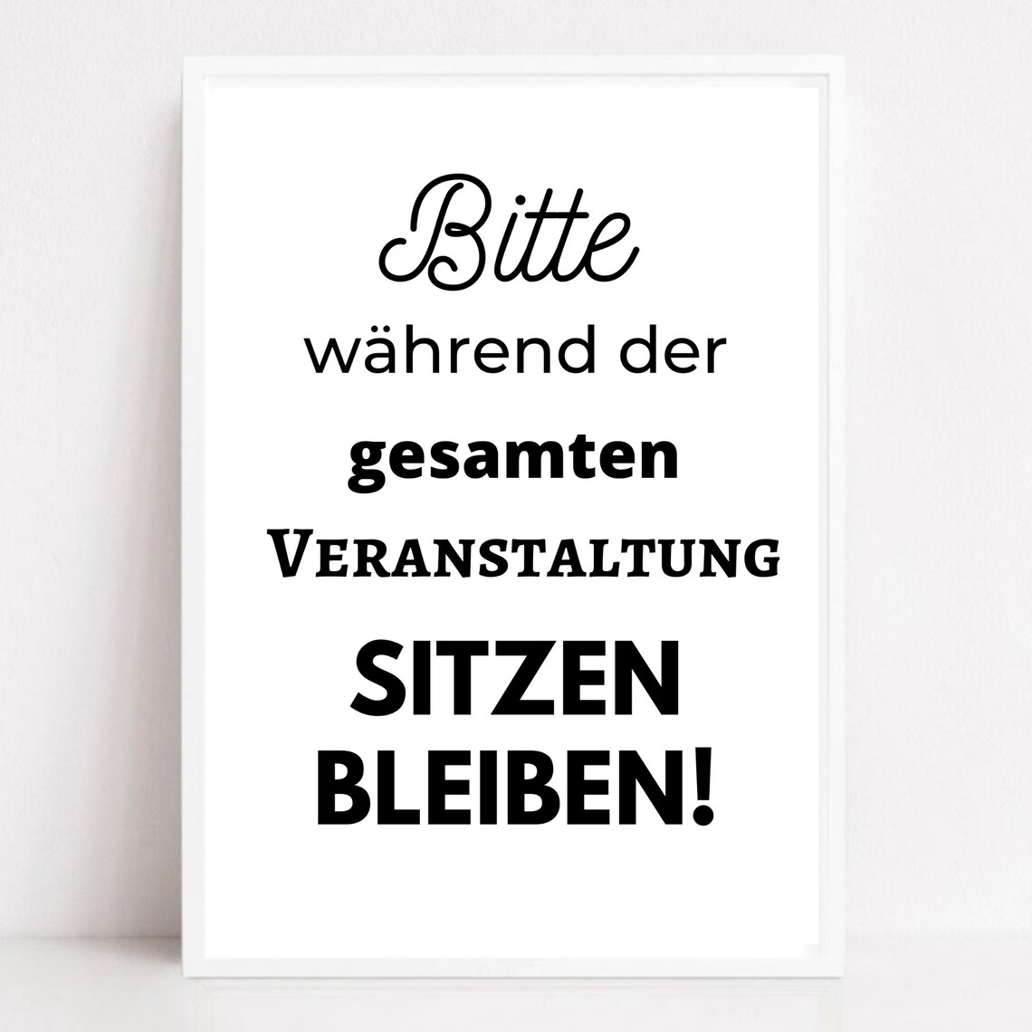 Please Remain Seated Funny German Bathroom WC Sign Wall Art Print - Image 2