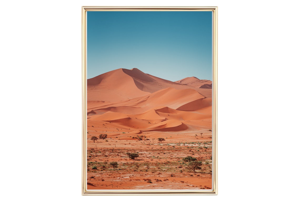 Red Desert Sand Dunes under Blue Sky Landscape Photography Poster - Image 2