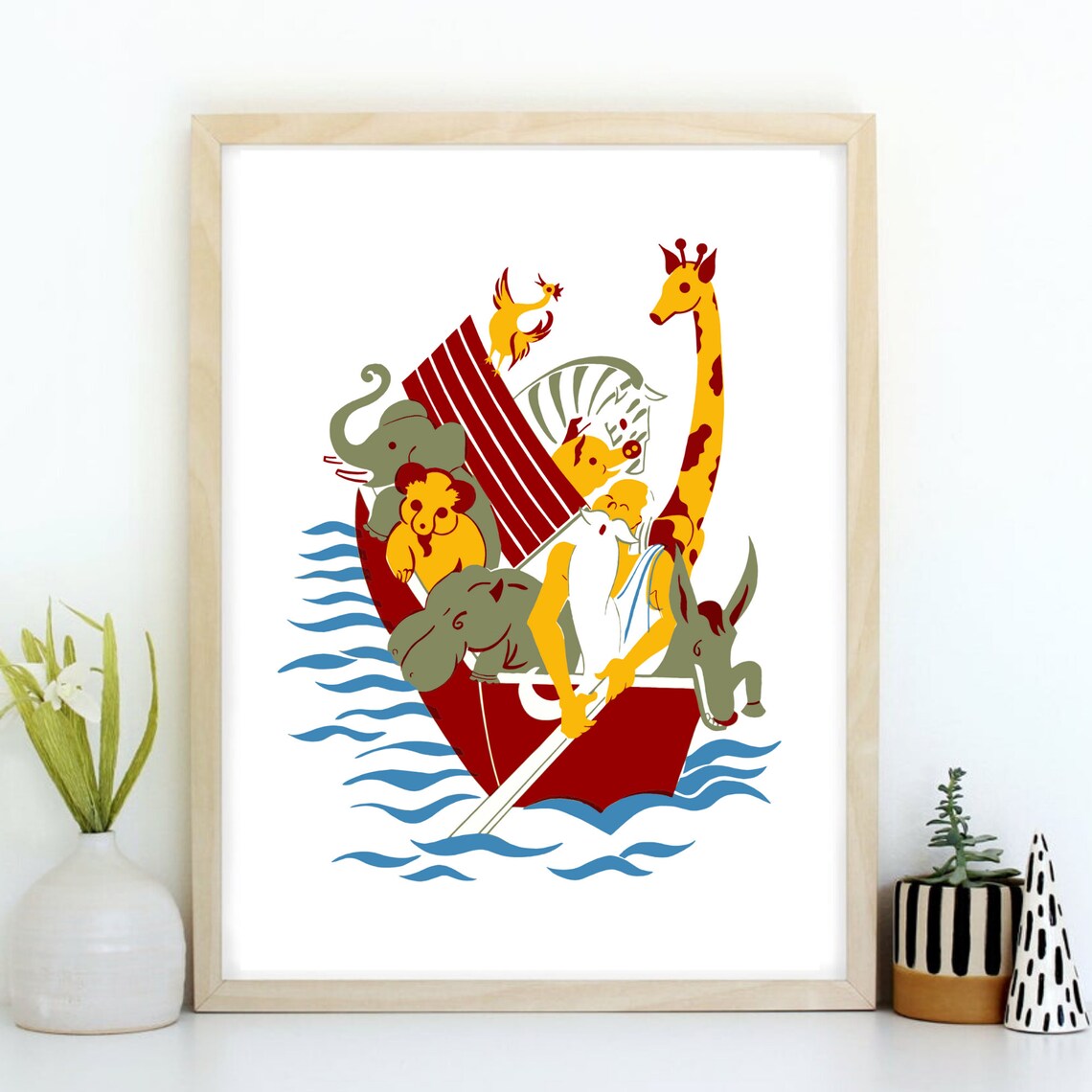 Noahs Ark Bible Story Animals Boat Kids Faith Christian Art Poster - Image 2