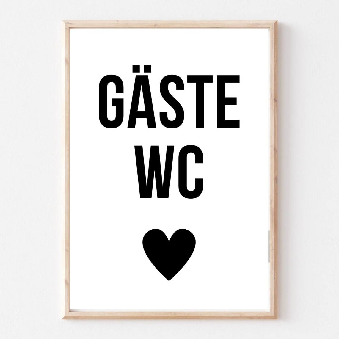 Gaeste WC Sign German Guest Bathroom Typography Heart Minimal Poster - Image 3