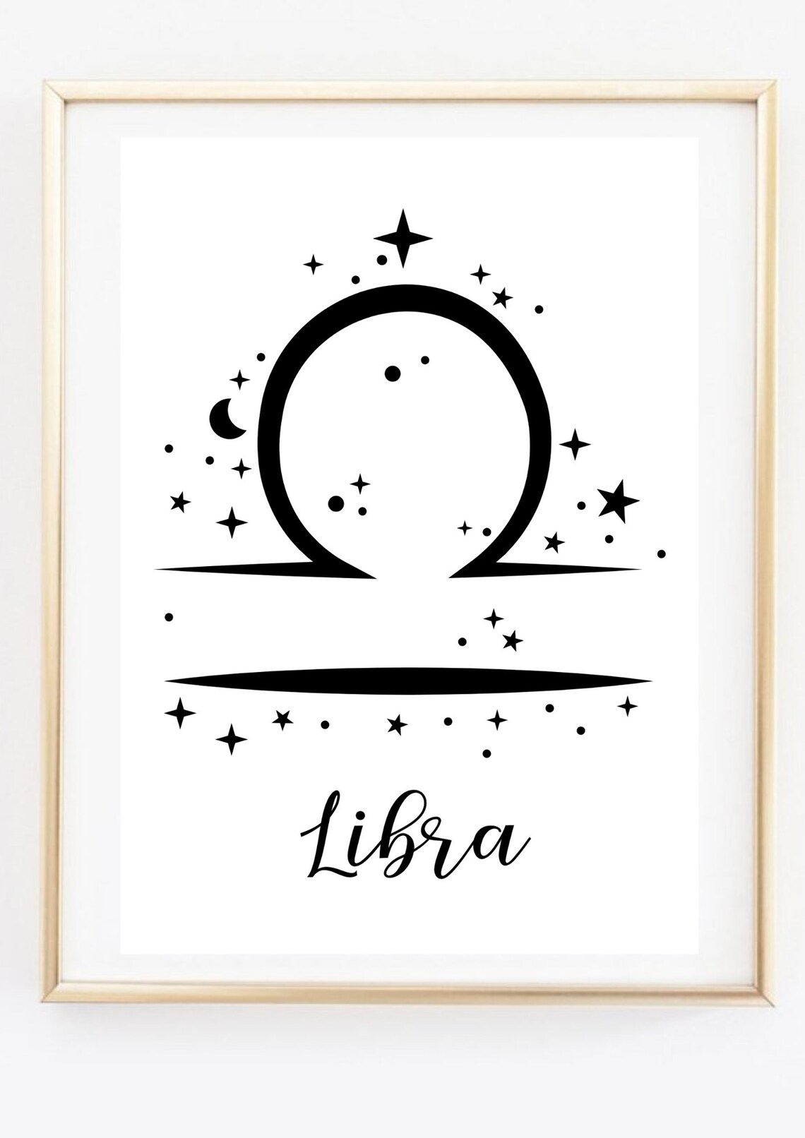 Libra Zodiac Symbol Starry Script Celestial Astrology Wall Decor Poster - Image 3