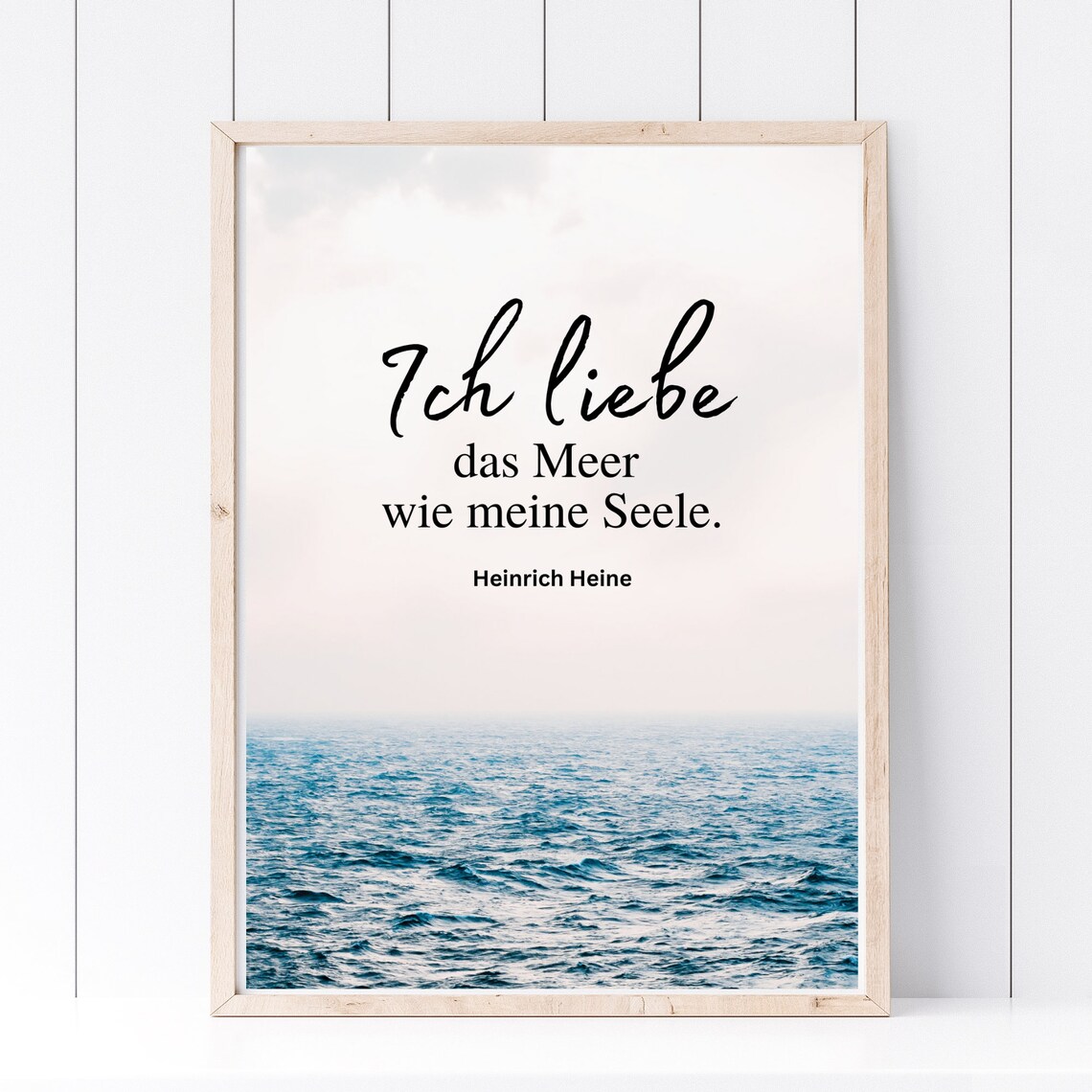 Heinrich Heine I Love The Sea Quote Ocean Photo Typography Poster - Image 2