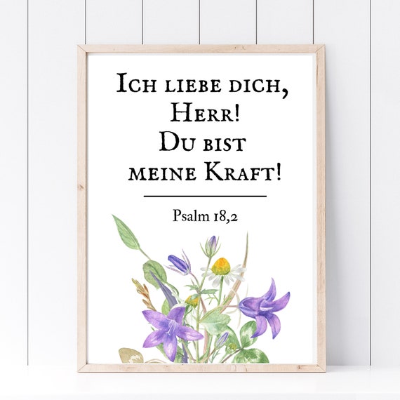 Din A4 Art Print Without Frame Bible Saying Psalm I Love You Lord Bible God Faith Baptism Confirmation Communion Birth Poster