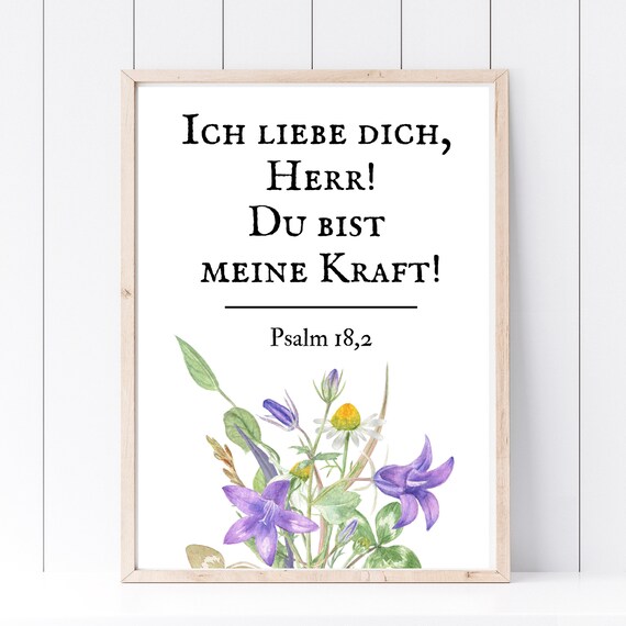 I Love You Lord You Are My Strength Psalm 18 Verse Floral Poster