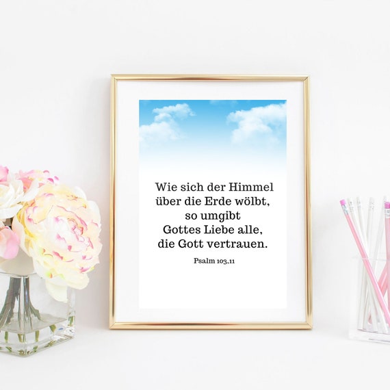 Din A4 Art Print Unframed Bilbelspruch Psalm 103 God Heaven Religion Faith Jesus God Love Image Poster Gift