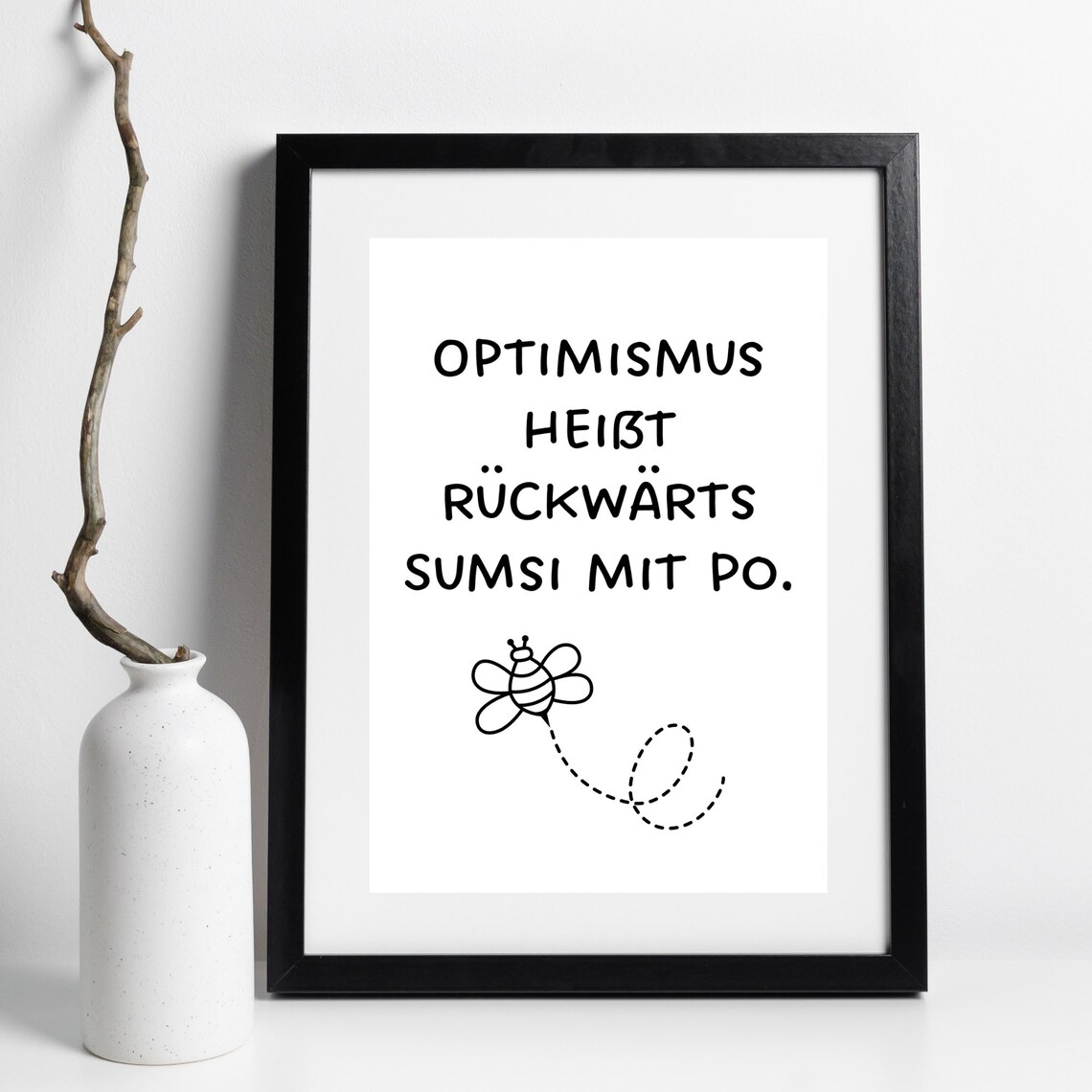 Optimism Backwards Saying Humor Bee Typography Art Print - Image 3