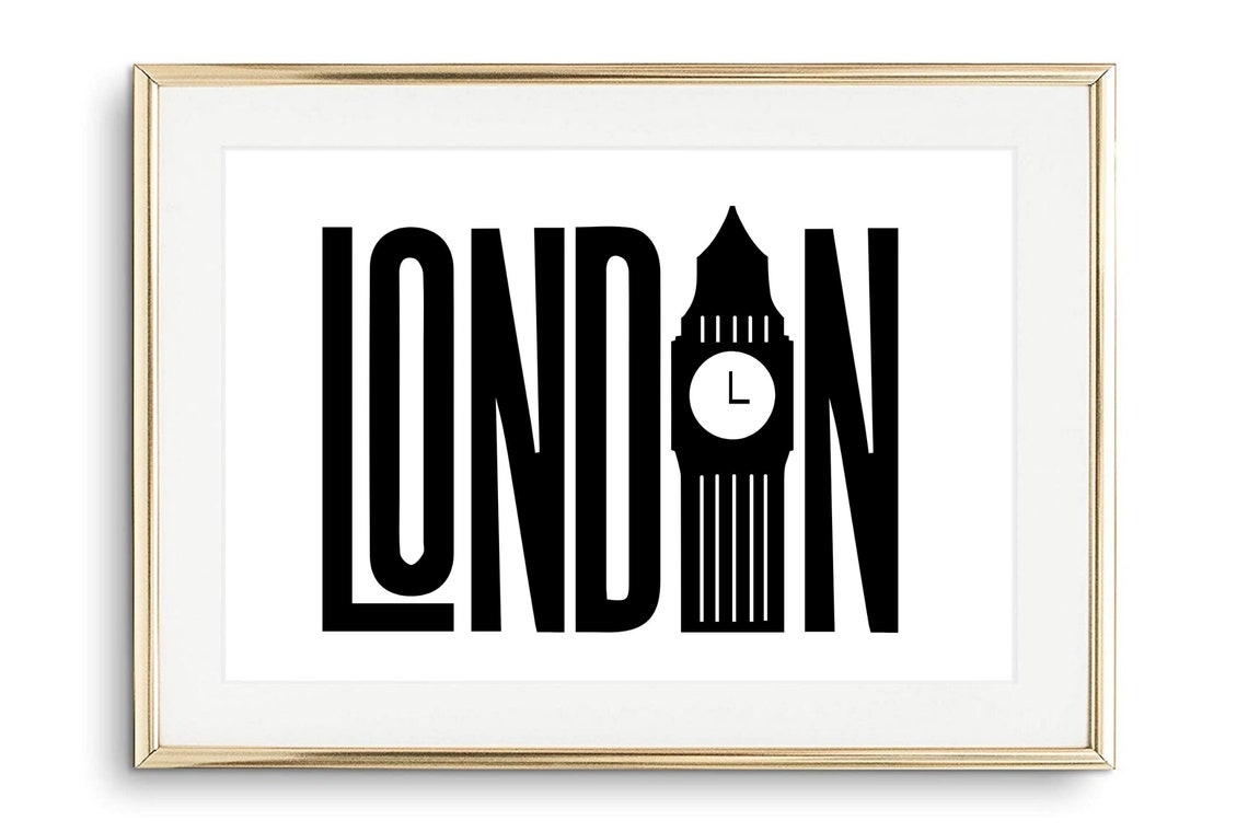 London England Big Ben Clock Tower Bold Typography Travel Poster - Image 2