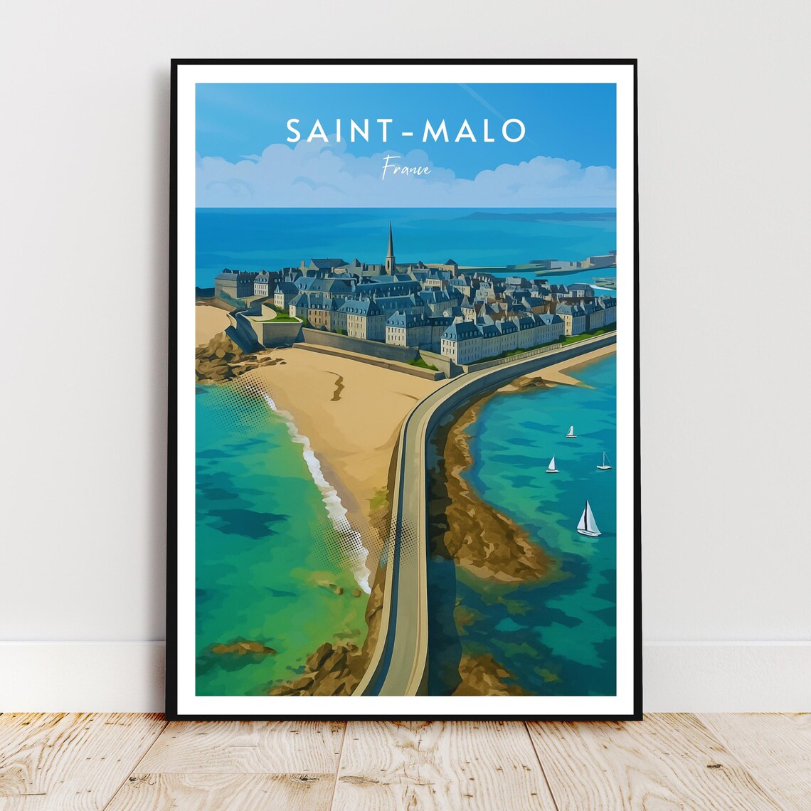 Saint Malo France Brittany Coastal Walled City Travel Poster