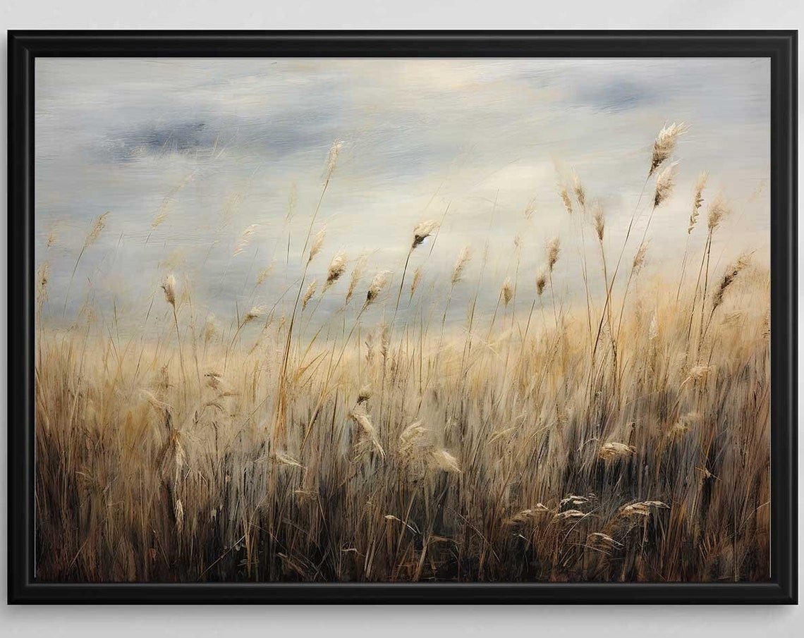 Wildflower Landscape Painting Vintage Landscape Art Print Antique Oil Painting Wall Art Art Print 107