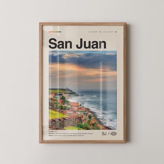 San Juan Puerto Rico Sunset Coastline Photo Poster Old San Juan View