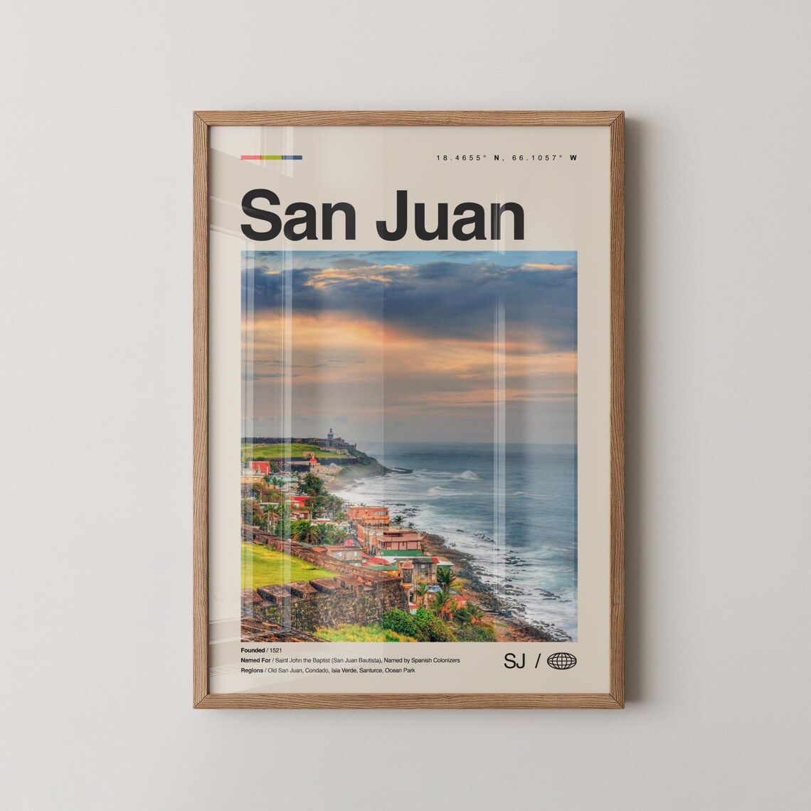 San Juan Puerto Rico Sunset Coastline Photo Poster Old San Juan View