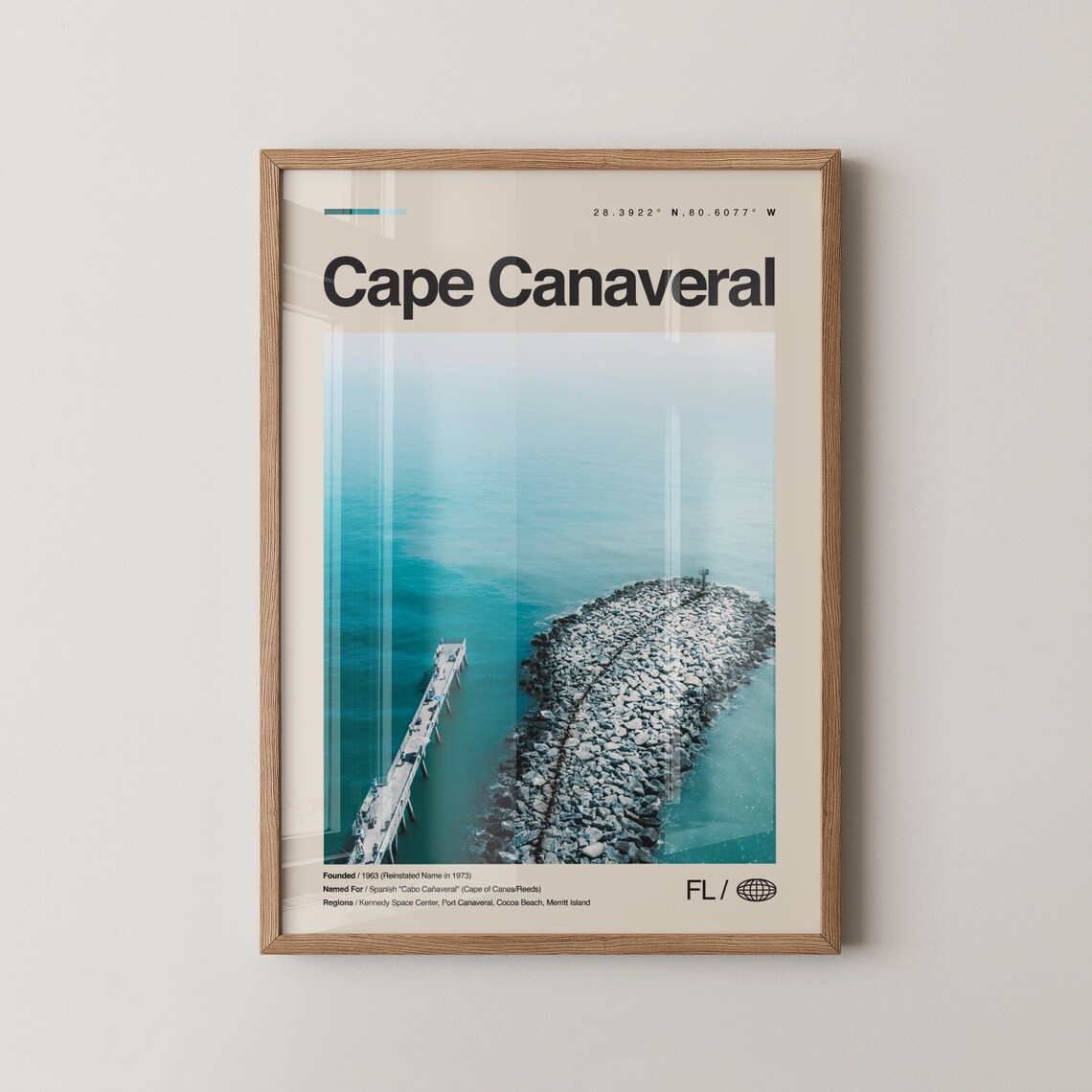 Cape Canaveral Florida Coast Rocky Jetty Photo Travel Poster