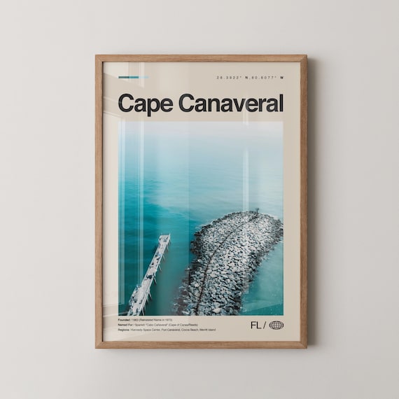 Cape Canaveral Florida Coast Rocky Jetty Photo Travel Poster