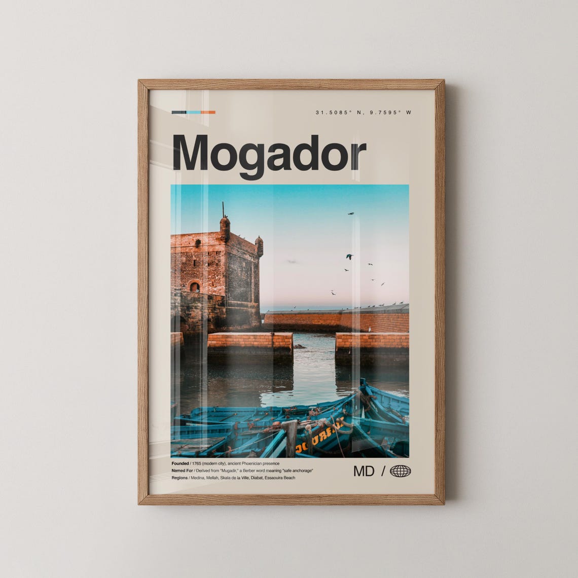 Mogador Print Wall Art Poster Photo Dcor Map Morocco