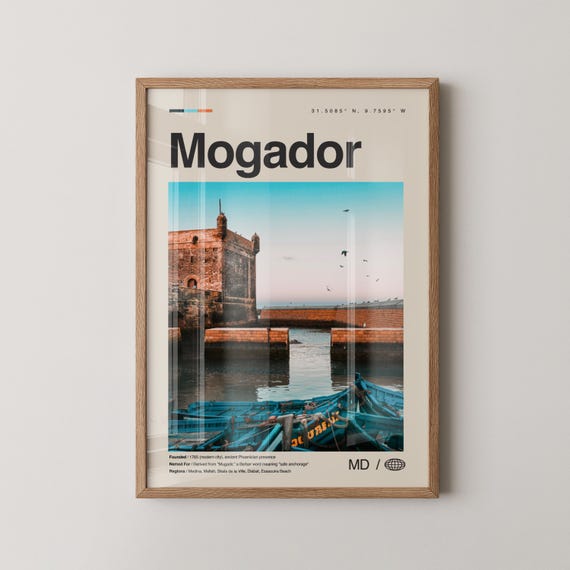 Mogador Print Wall Art Poster Photo Dcor Map Morocco