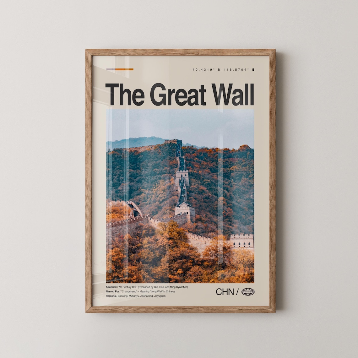 Great Wall of China Autumn Mountain Landscape Travel Photo Poster