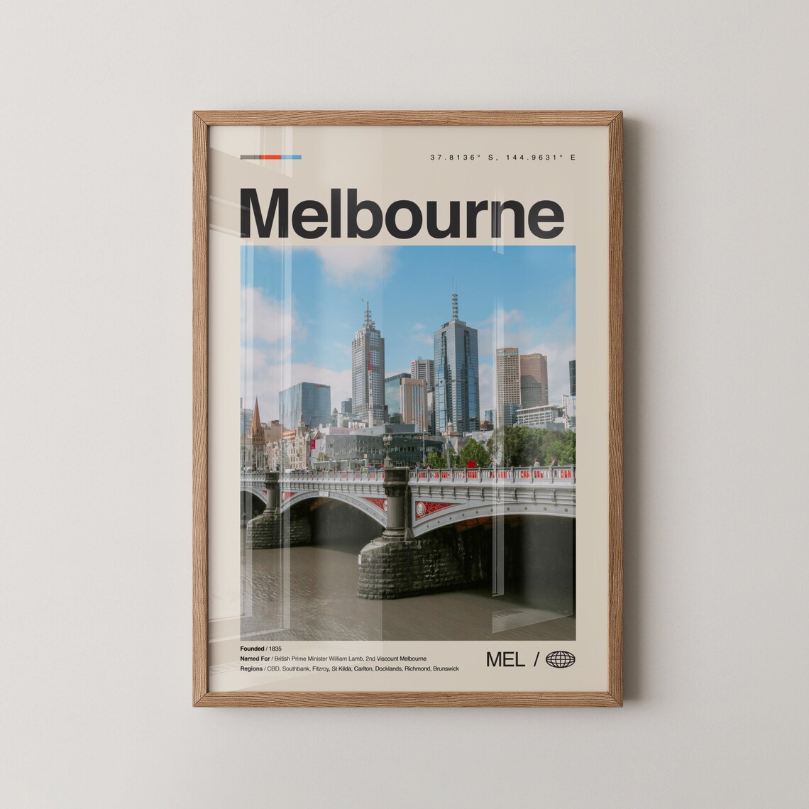 Melbourne Victoria Princes Bridge City Skyline Photo Travel Poster
