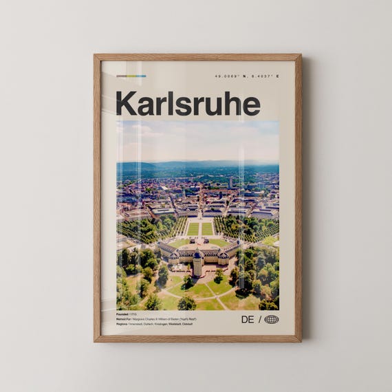 Karlsruhe Print Wall Art Poster Photo Dcor Map Germany