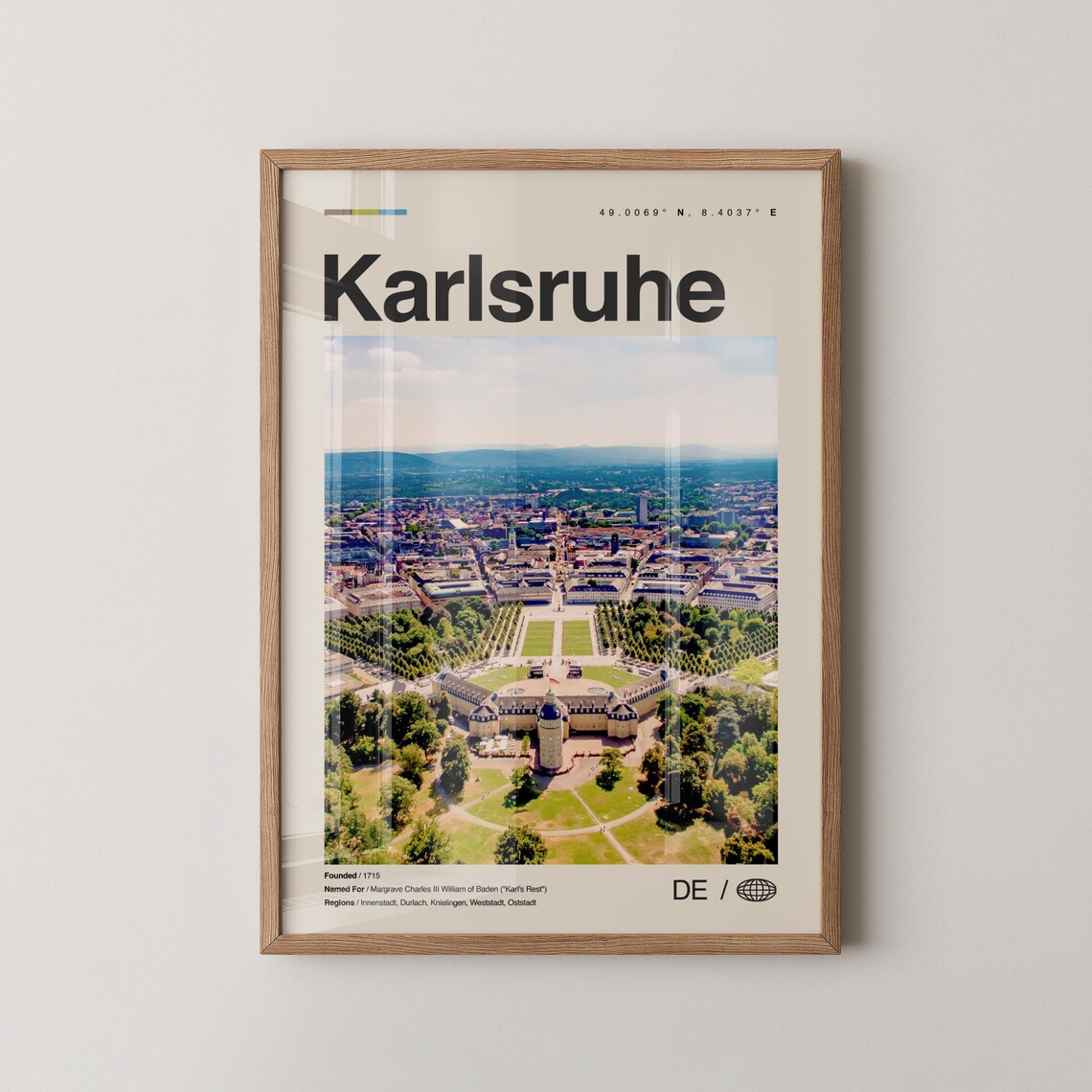 Karlsruhe Germany Palace Aerial City Photo Travel Poster Decor