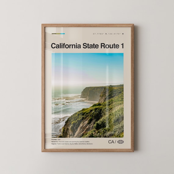 California State Route 1 Travel Poster Big Sur Coastal Cliffs Photo