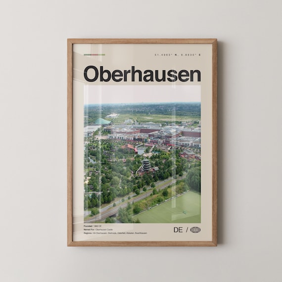 Oberhausen Print Wall Art Poster Photo Dcor Map Germany