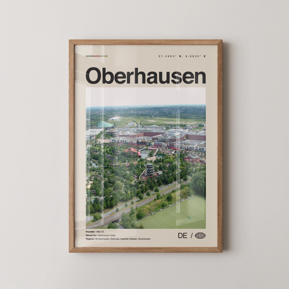 Oberhausen Print Wall Art Poster Photo Dcor Map Germany