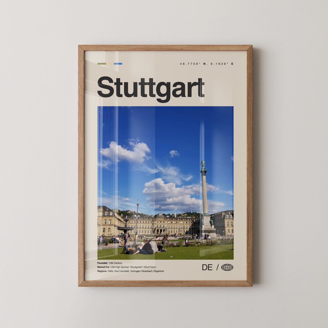 Stuttgart Schlossplatz Square Column Germany Photo Coordinates Poster