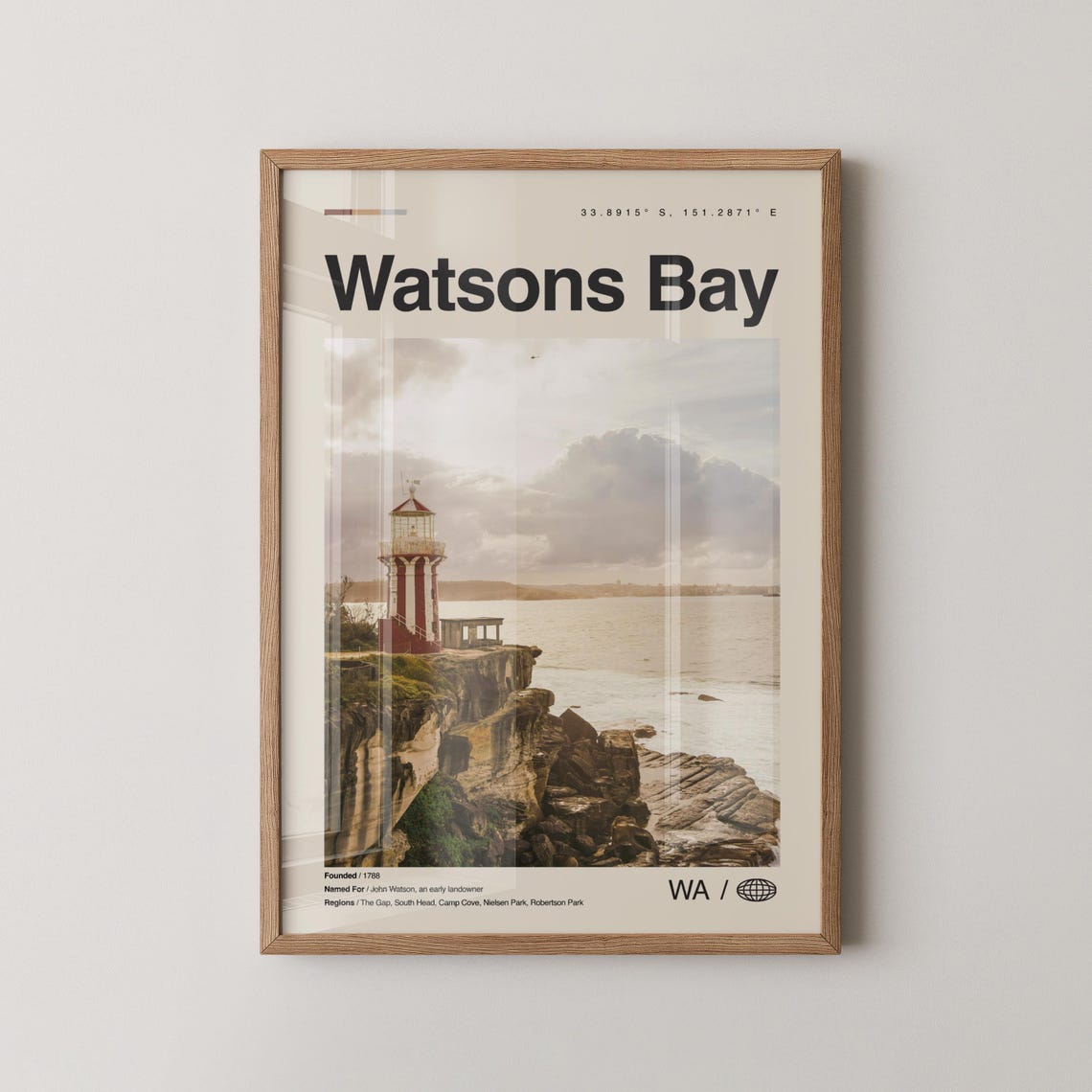Watsons Bay Print Wall Art Poster Photo Dcor Map