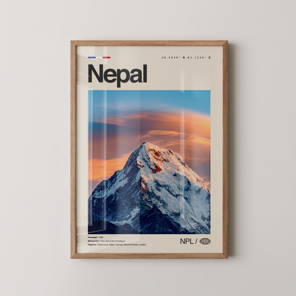 Nepal Himalayan Peak Sunset Snow Photo Mountain Travel Poster Art