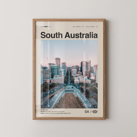 South Australia Travel Poster, Wall Art Print