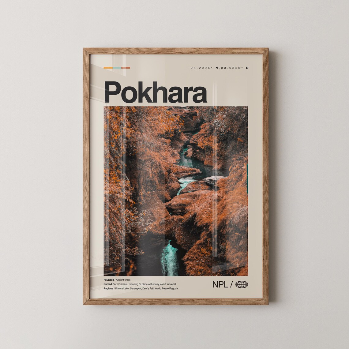 Pokhara Nepal Autumn Canyon Waterfall Photo Nature Travel Poster