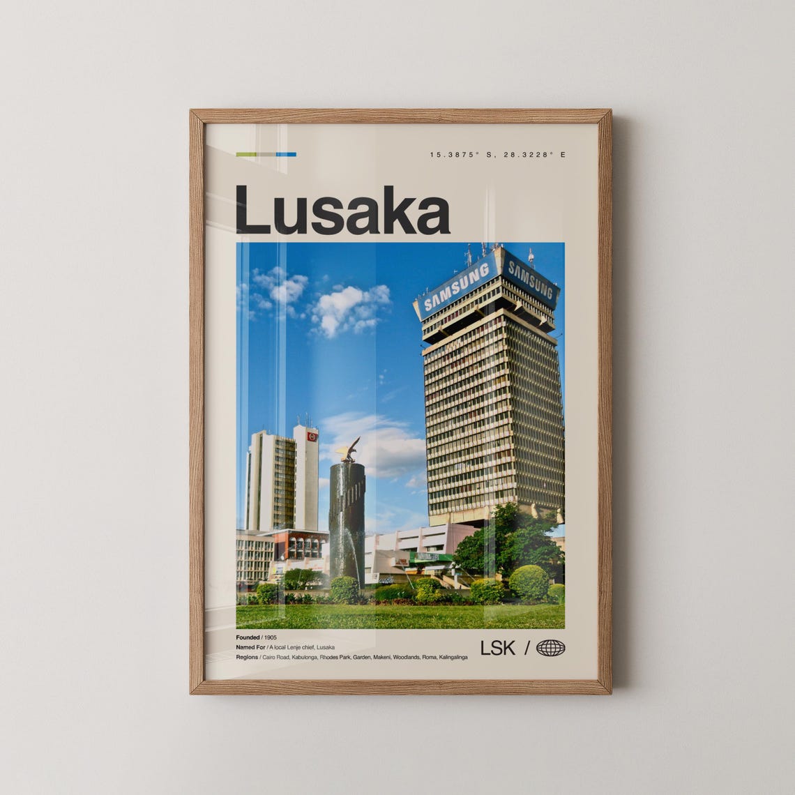 Lusaka Zambia Downtown City Skyline Modern Photo Travel Poster