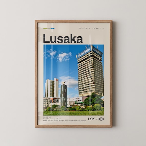 Lusaka Zambia Downtown City Skyline Modern Photo Travel Poster