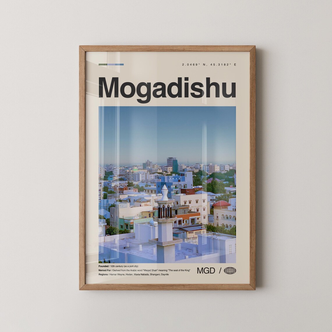Mogadishu Somalia Old Town City Photo Minimalist Travel Poster