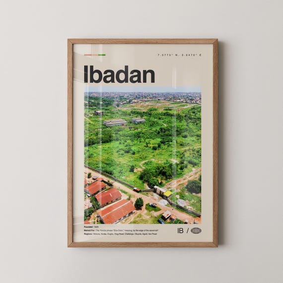 Ibadan Print Wall Art Poster Photo Decor City Nigeria Bdn Oyo Africa