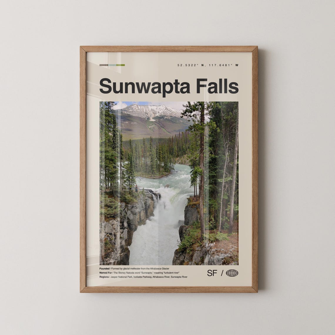 Sunwapta Falls Jasper National Park Waterfall Photography Poster
