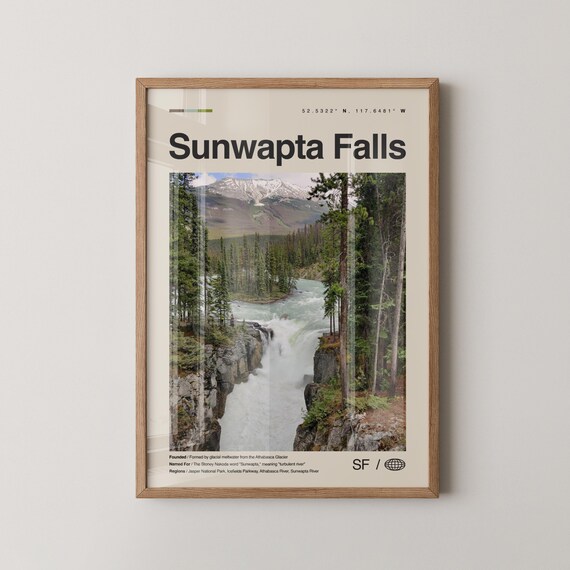 Sunwapta Falls Jasper National Park Waterfall Photography Poster