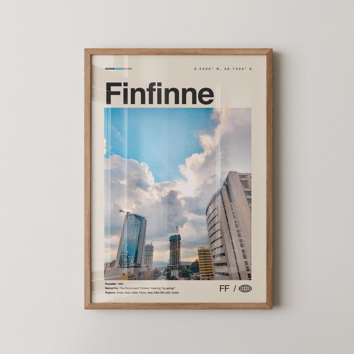 Finfinne Print Wall Art Poster Photo Dcor Map Addis Ababa Ethiopia
