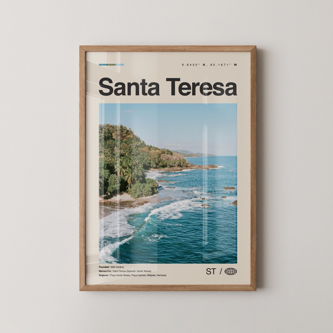 Santa Teresa Costa Rica Beach Surf Coastline Aerial Travel Poster
