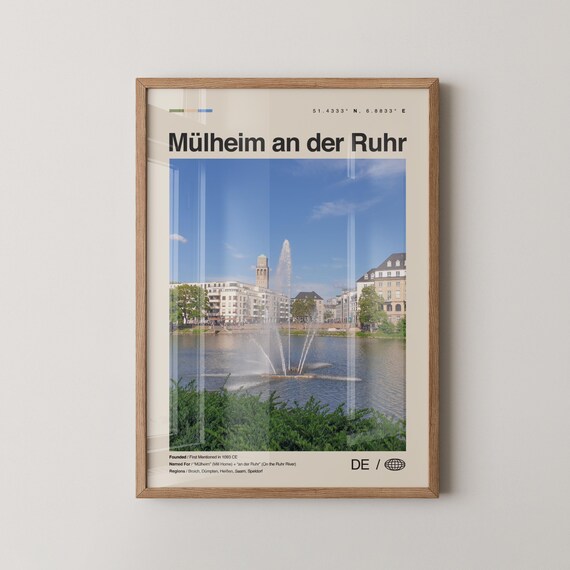 Mulheim An Der Ruhr Print Mlheim Wall Art Poster Photo Dcor Map